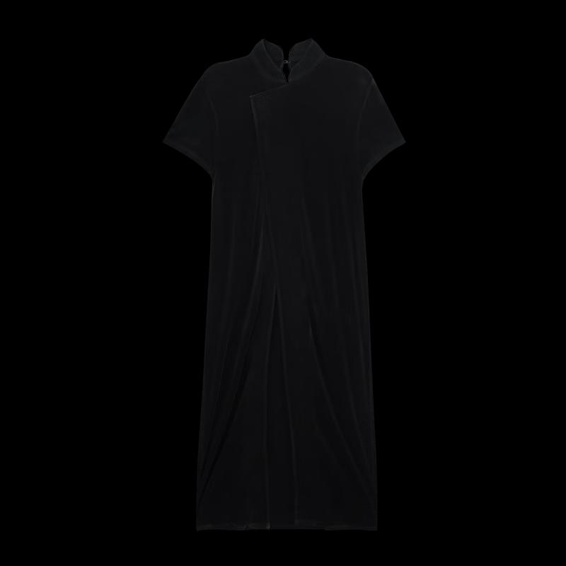 HECO Women's New Chinese Style Acetate Knit Slit Short-Sleeve T-Shirt