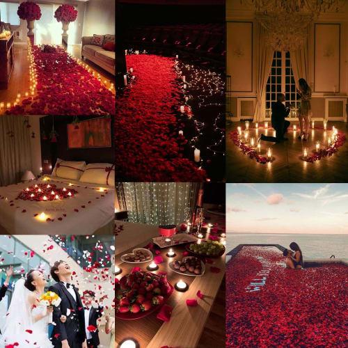 Set of 3,000 Artificial Rose Petals for Flower Showers, Proposals, Weddings, Receptions, Birthdays, Celebrations, Christmas, and Parties (3,000 Red Pe