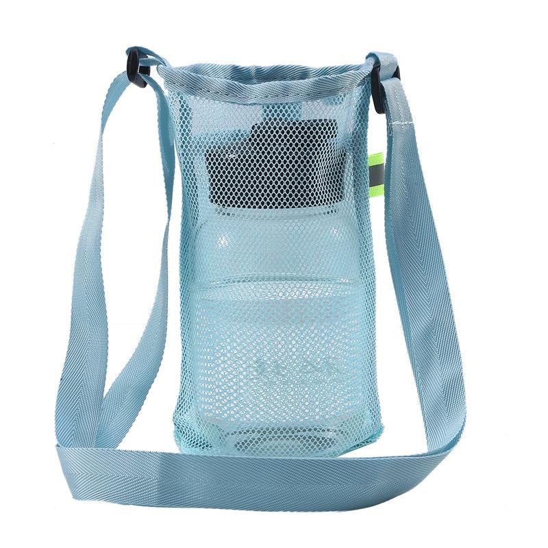 Portable Sport Water Bottle Cover Mesh Cup Sleeve Pouch With Strap Mobile Phone Bag Visible Bag Outdoor Camping Accessories