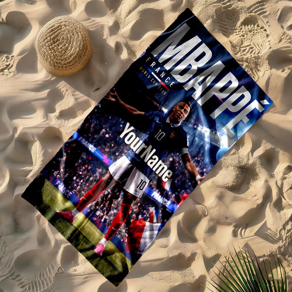 Mbappe Personalized Text Beach Towel Super Soft & Absorbent Suitable for Sports Travel Swimming Yoga Bathroom Beach And Pool