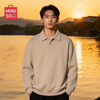 MINISO Men's Heavyweight Fleece Polo Sweatshirt