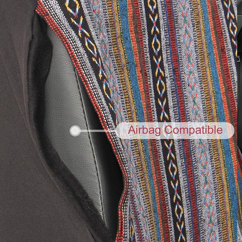 Universal Car Seat Cover Set Multi-color Ethnic Style Durable Bucket Seat Cover for Car Auto Automotive Protector