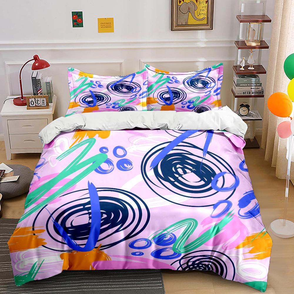 Colorful Doodle Abstract Patterns Print Soft Comfortable Duvet Cover Bedding Set Included 1*Duvet Cover 2*Pillowcases