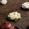 Handmade Ceramic Lotus Incense Burner - Zen Flower Ornament for Living Room Decor
