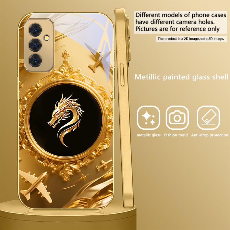 Gorgeous golden airplane For Samsung Galaxy S 21 S22 S23 Plus S24 Ultra S20 FE 25Ultra S21+ S9+ 22Plus Golden glass phone case