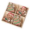 12pcs Wooden Christmas Ornaments Cute Biscuits Couple Faceless Santa Christmas Home Party Ornaments Decorations
