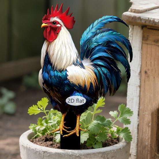 Cute Ducks Garden Stake, 2D Acrylic Rooster Decoration, Farmhouse Yard Art Stake, Outdoor Duck Welcome Sign for Lawn Flower Bed