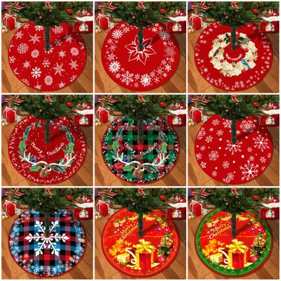 Christmas Tree Skirt Snowflake Print Vibrant Color Easy Installation Elk Round Large Christmas Tree Mat