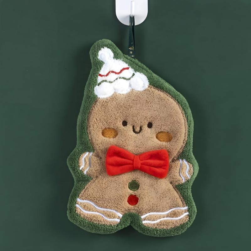 Christmas Hand Towel Kitchen Absorbent Cleaning Cloth Hanging Quick Drying Rag Bathroom Snowman Santa Claus Hand Cloth