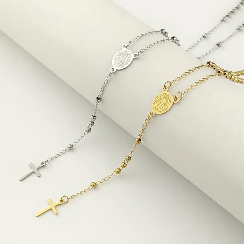 Clavicle Length Rosary Necklace Tassel Chain Cross Pendant Necklace Cross Necklace Prayer Jewelry