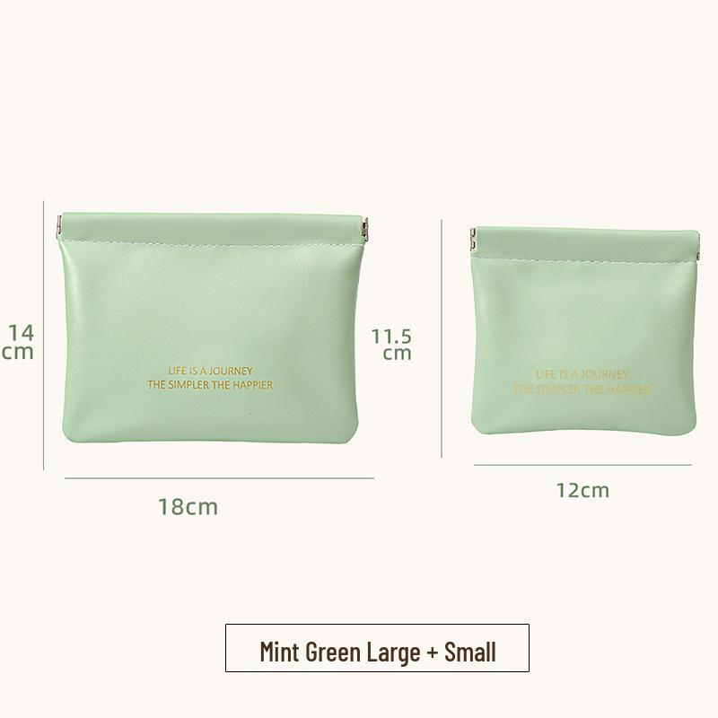 Automatic Closure Spring Coin Purse: Waterproof PU Digital Bag, Portable Makeup Bag, Data Cable Storage, Card Slot