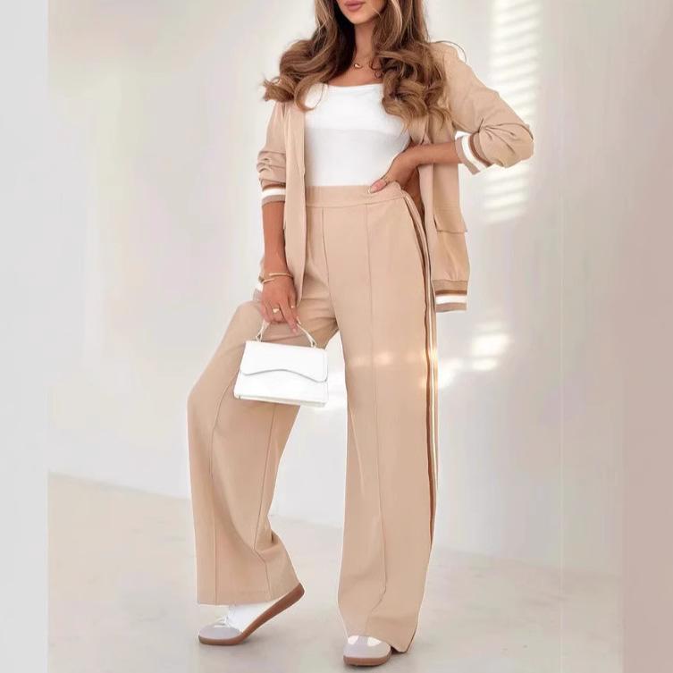 2025 Euro-American Ribbed Solid Color Fashion 2-Piece Set