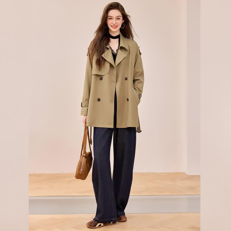 Bailuyu Retro Double-breasted Khaki Trench Coat