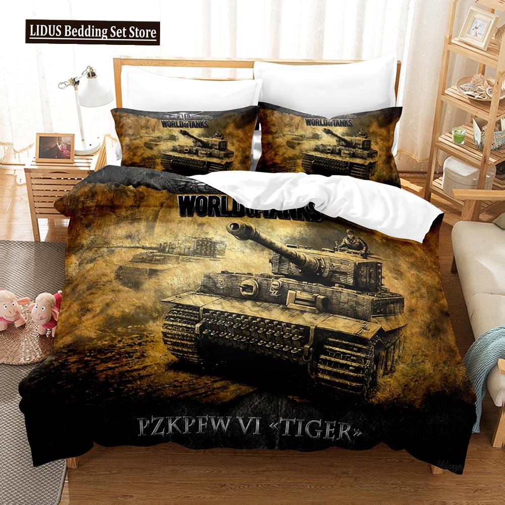 3D Tank Duvet Cover Tank Print War Military Weapon Theme For Children Teens Women Men Gifts For Bedroom Decorations Queen King