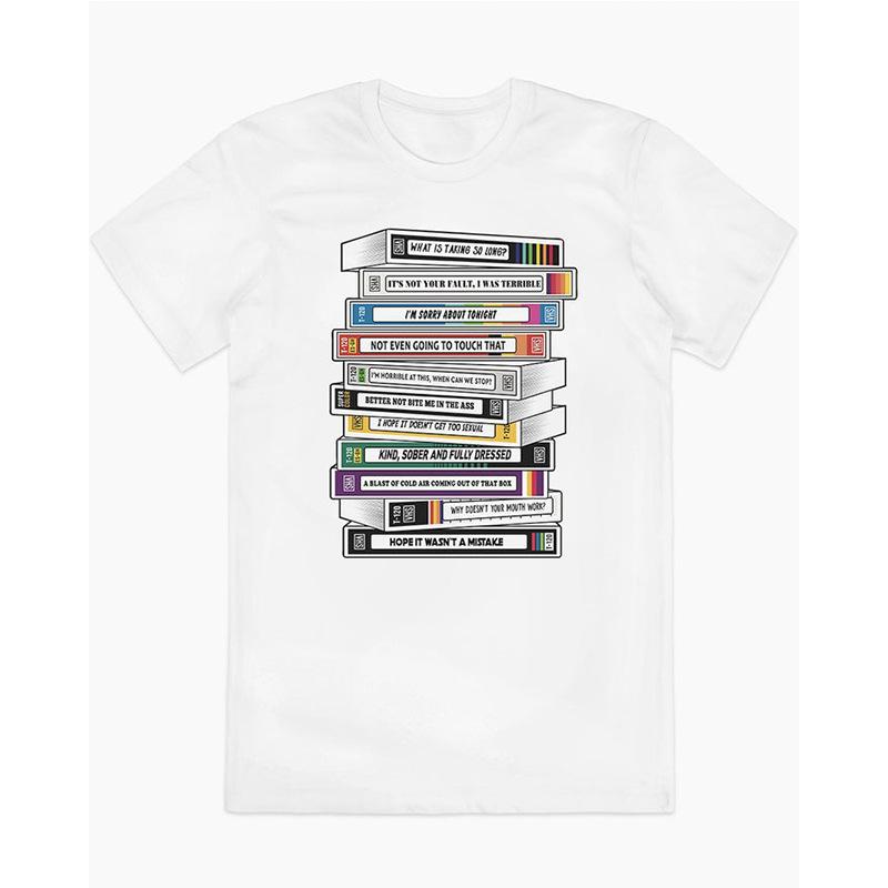 80s DVD Video Tape, American Print, Retro Casual Vintage Clothing, Pure Cotton Short-sleeved T-shirts for Men and Women