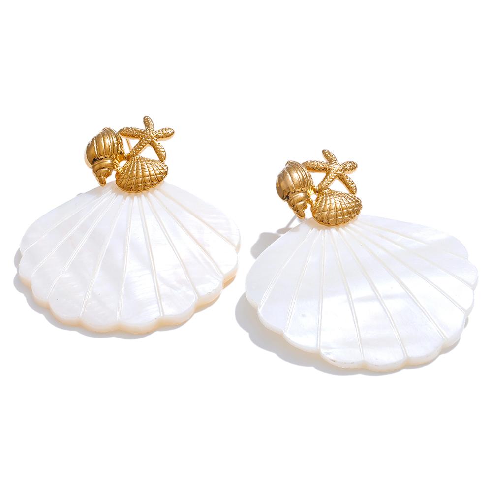 Eetit Øredobber med store hengende anheng i havstil med sjøstjerne og skjell for kvinner, rustfritt stål, sommer, strandferie, hverdagssmykker 2025