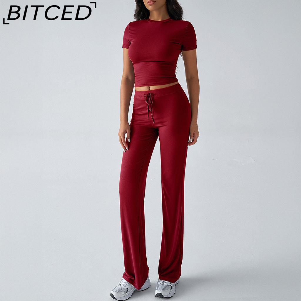 BITCED Women's Autumn/Winter Elegant Solid-Colour O-Neck Urban Casual Fashion Set