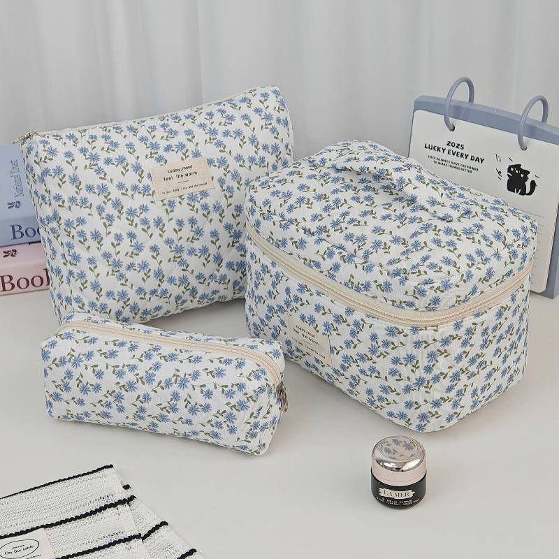 Vintage Large Capacity Cosmetic Bag Portable Travel Storage Bag Handheld Makeup Pouch for Toiletries Cosmetics Organizer Outdoor Daily Use