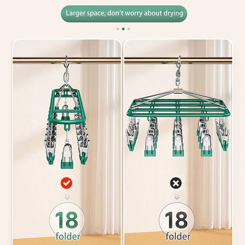 18 Clip Stainless Steel Sock Rack Clothes Rack Multifunctional Household Unmarked Underwear Drying Rack Balcony Storage Racks