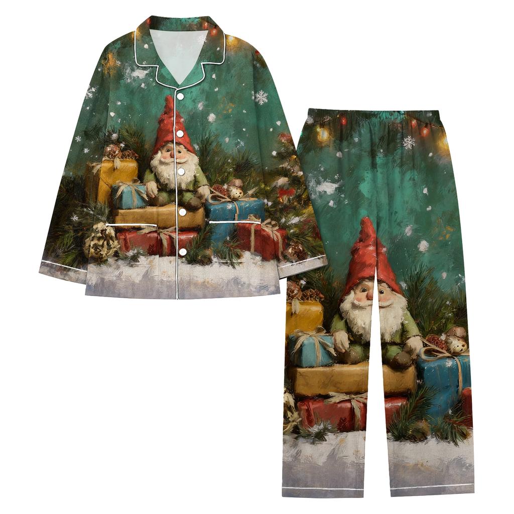 Ladies' Christmas Printed Long Sleeved Long Pants Casual Home Set