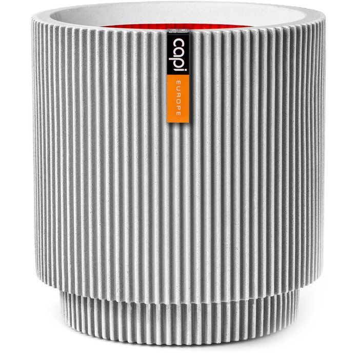 Pot de fleurs cylindre Groove NL - Plastique - Ivoire - 36 x 38 cm - CAPI EUROPE