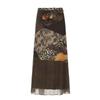 Large Size   Skirt Women Vintage Mesh Vintage Print Splicing Slim Mid-length Skirt