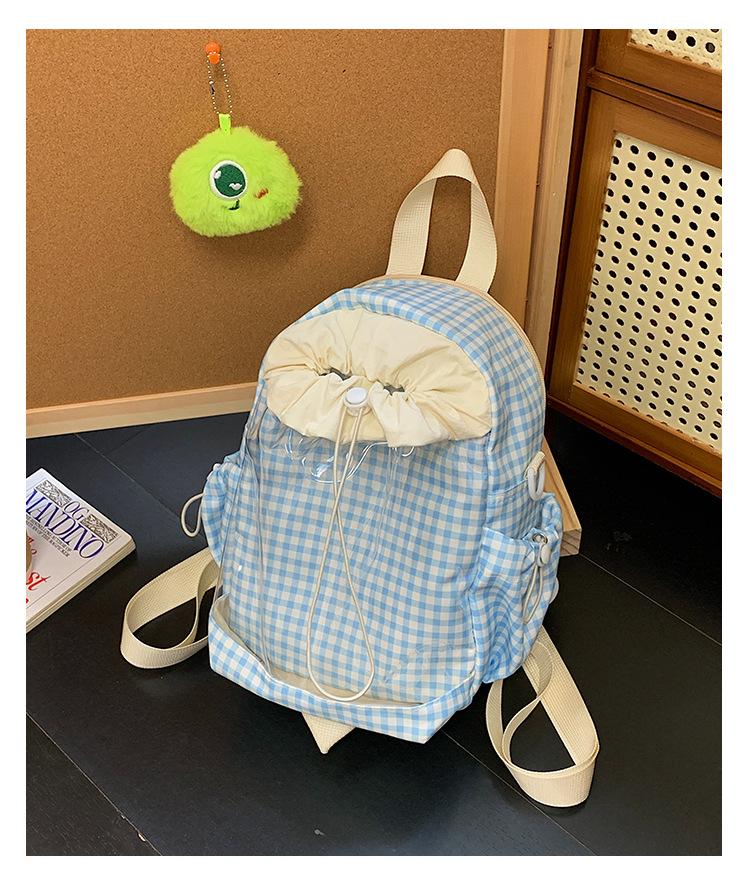 Japanese & Korean Jelly Versatile Plaid Double Shoulder Bag - Large Capacity for Students & Outdoor Use