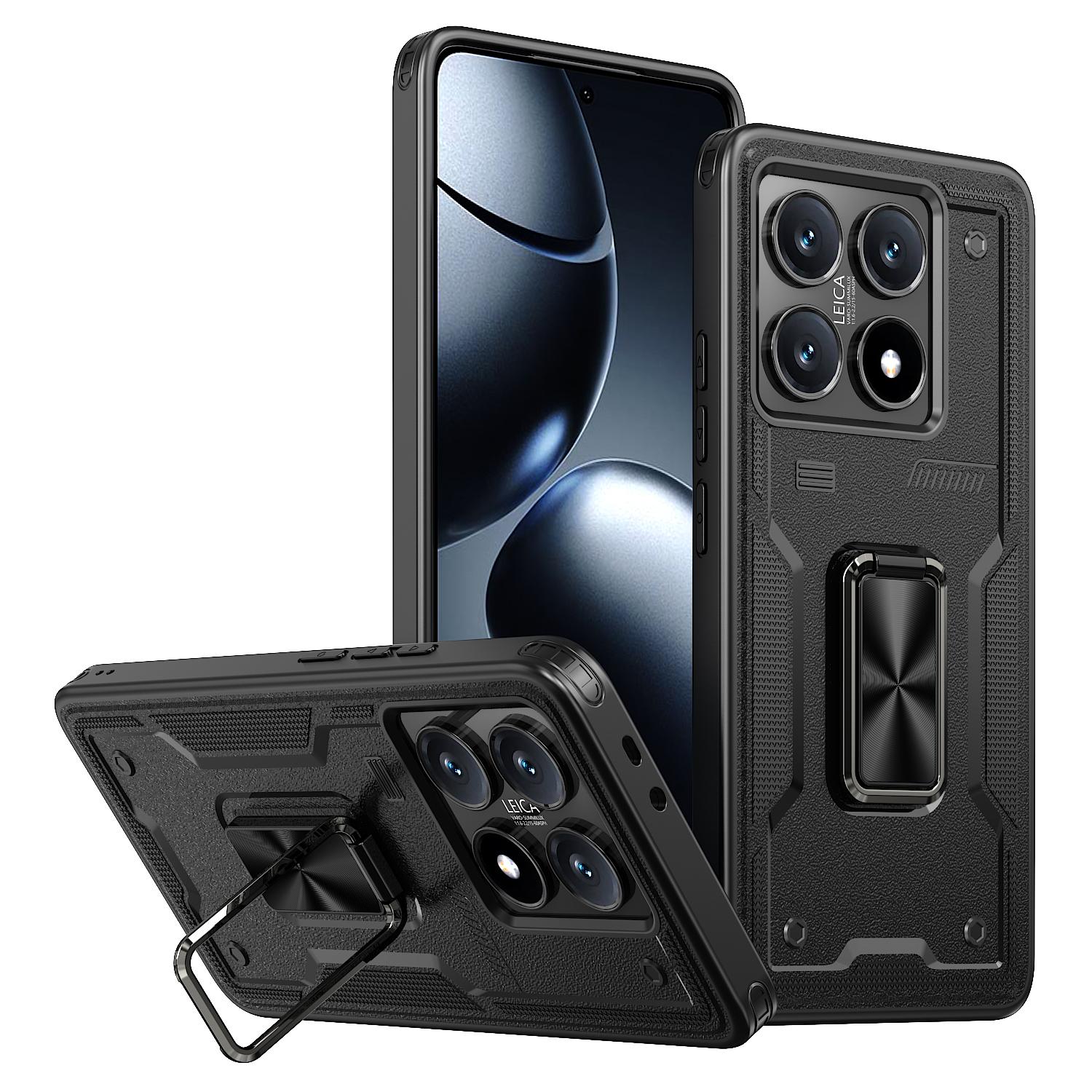 

Чехол для Xiaomi 14T с кольцом-подставкой, противоударный, PC+TPU, чехол для телефона Black