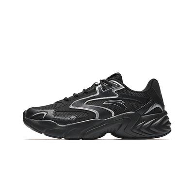 Slip Resistant Abrasion Resistant Low Top Casual Running Shoes Men's Black Silver Sneakers 912515505-4