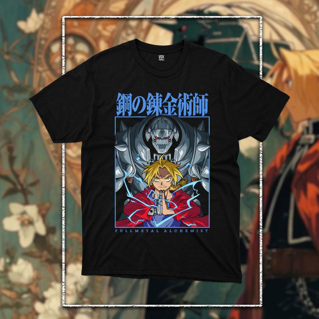 Fullmetal Alchemist T-Shirt Brotherhood Alphonse Elric Black Shirt Tee All Size Graphic T Shirts Y2k Women Men Oversized Clothes