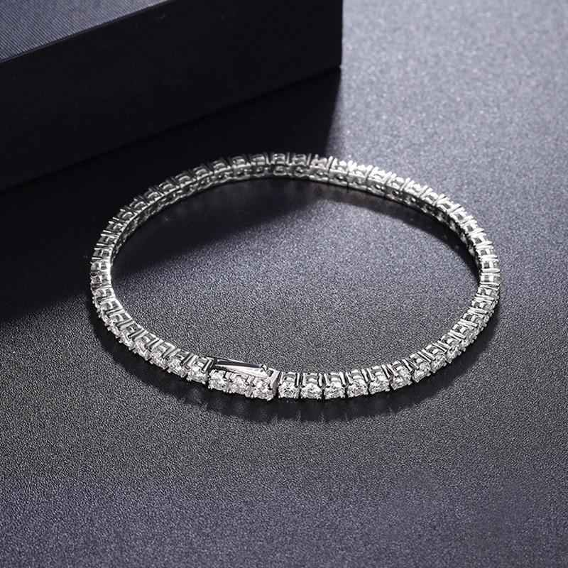 Hidden buckle full of diamond moissanite bracelet, male and female couples S925 sterling silver flash simple trendy light luxury temperament