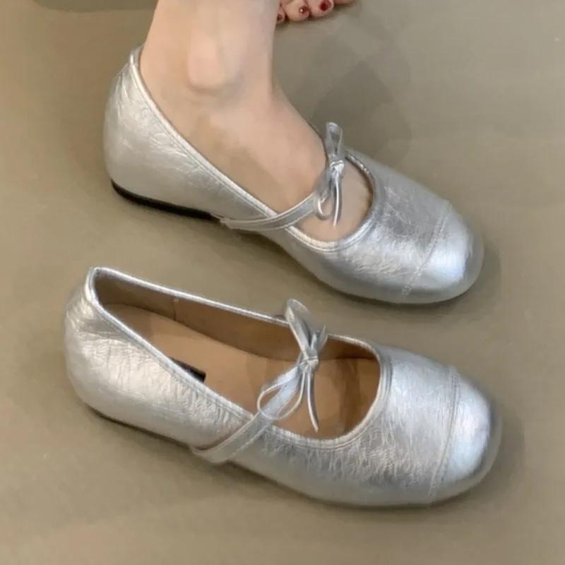 

Fashion Bow Women Loafers Shoes New Flats Woman Mary Jane Shoes Summer Fad Sandals Walking 2025 Casual Sneakers Brand Zapatillas Mujer 40