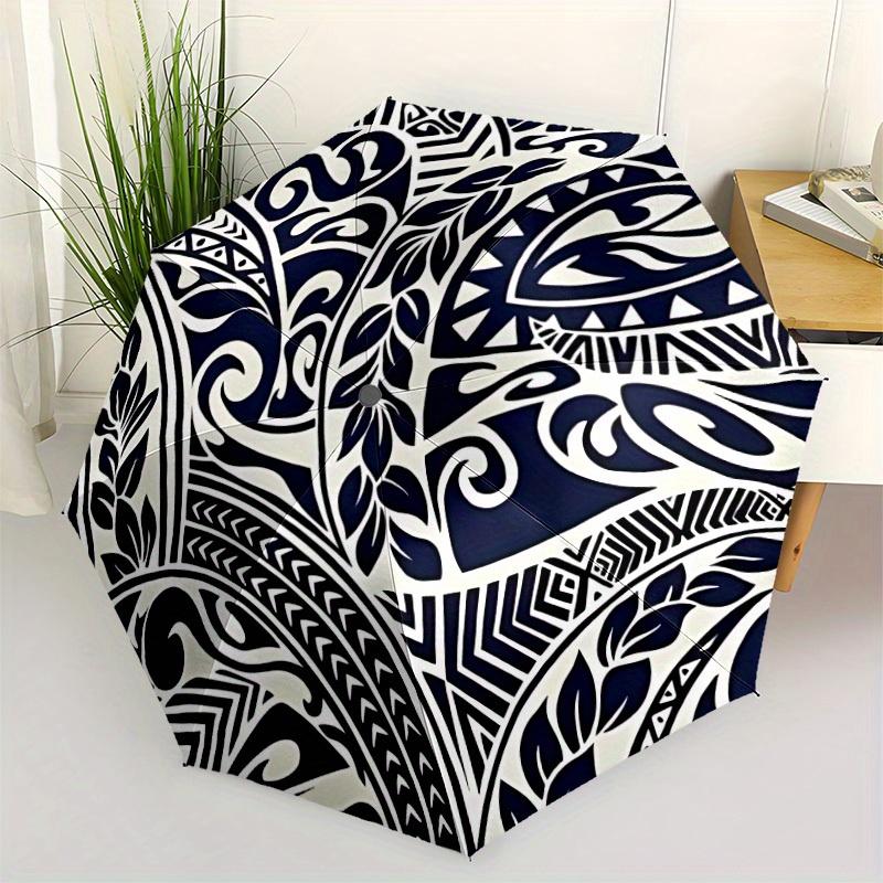 1pc Tribal Patterns Automatic Open/Close Umbrella with One Touch Button,, Windproof Design   Lightweight Portable Umbrella for Women & Men6143