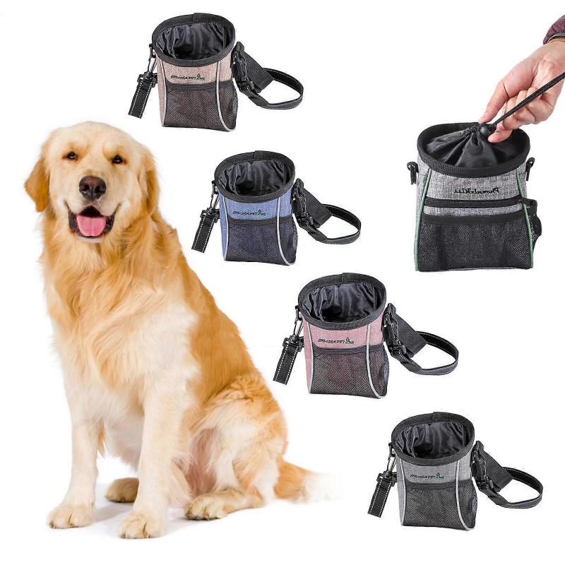 Dogs Treat Waist Bag for Outdoor Training Pet Exercise Walking Pouch with Poopbag Dispenser HandRelease Dogs Treat Pouch  light pink