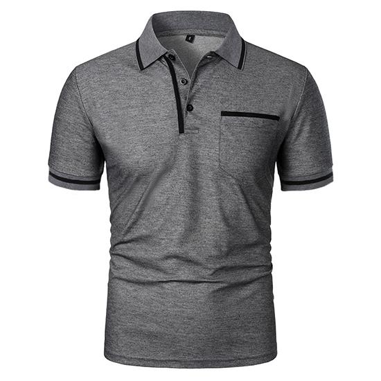 T-shirt Polo Casual à Manches Courtes et Revers avec Poche Boutonnée pour Homme Chemise de Sport pour Homme
