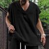 Gilet a maglia grossa da uomo, tinta unita, scollo a V, senza maniche, vestibilità larga