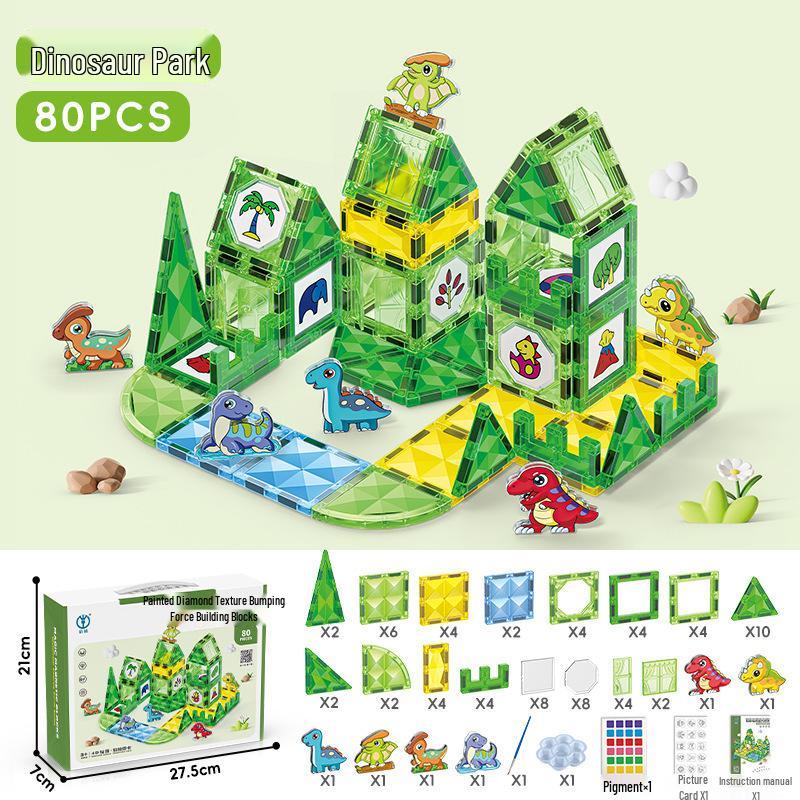 Children s Magnetic Stained Glass Building Blocks - DIY Educational Toy