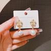 2023 New Korean Style S925 Silver Pearl Flower Stud Earrings - Cute Sweet Autumn/Winter Edition
