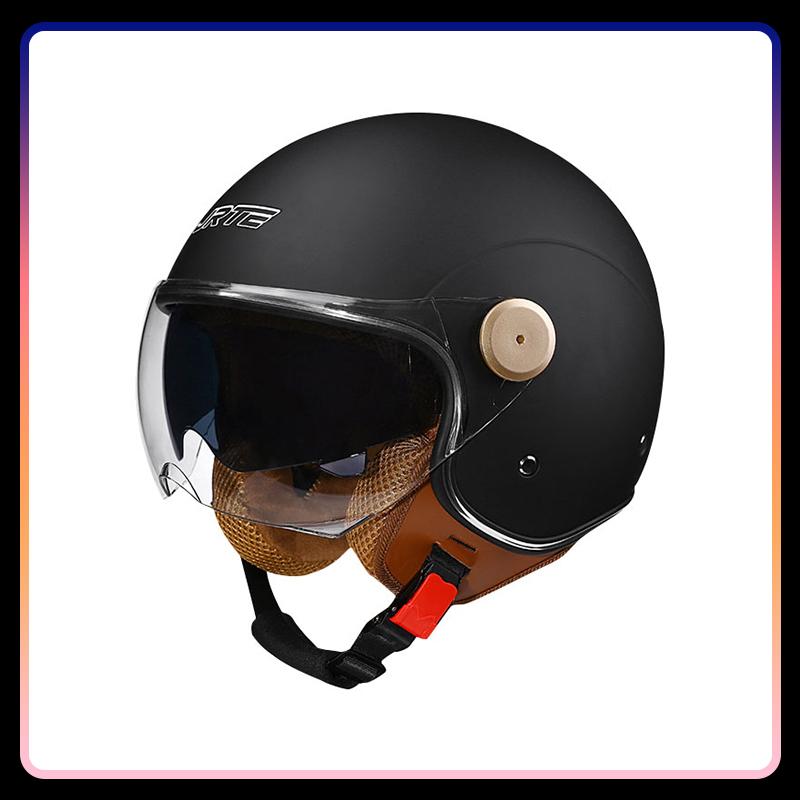 3/4 Open Face Helmet Daul Visor Retro Semi-open Helmets Men Women DOT ECE Double Lens Jet Helmets Motorcycle Accessories