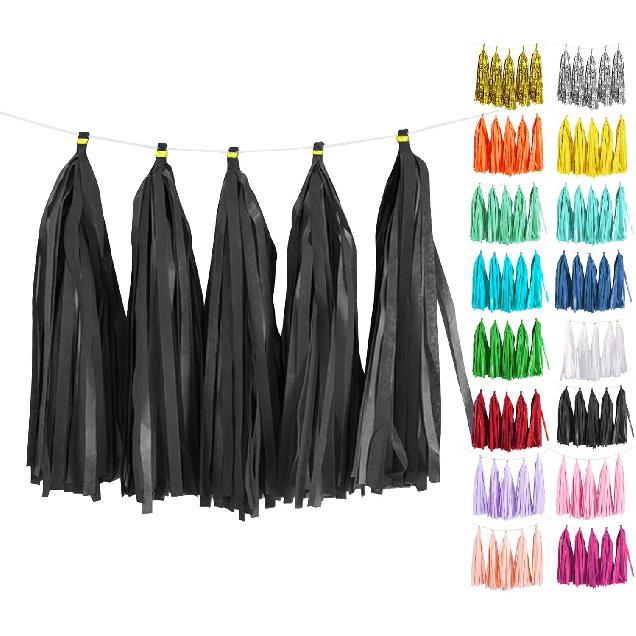 White Tassel Garland 20 Pcs, Tissue Paper Tassels Garland Banner for Party Birthday Wedding Decoration Baby Shower Table Decor