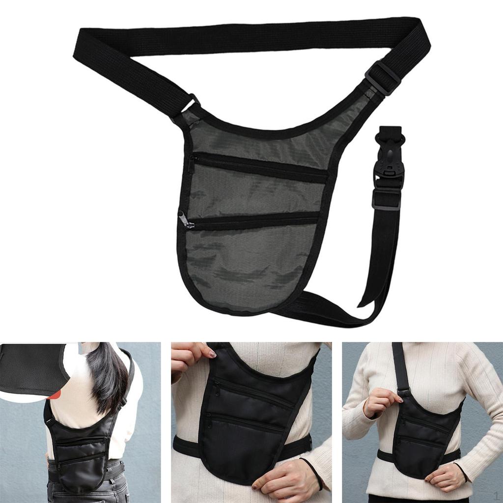 Underarm Bag Close Fitting Pouch Anti-thief with Zippers Concealed Pack Under Clothes for