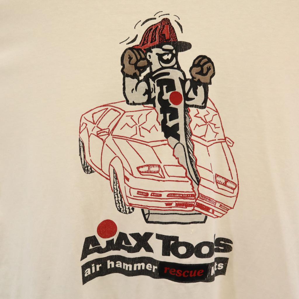 HANES 90s Made In USA Old AJAX Tools Short Sleeve T-shirt Single Stitch Men's Used