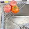 Roll Up Triangle Dish Drying Rack Kitchen Sink Organizer Corner Over the Sink Sponge Rag Holder Foldable Stainless Steel Drainer