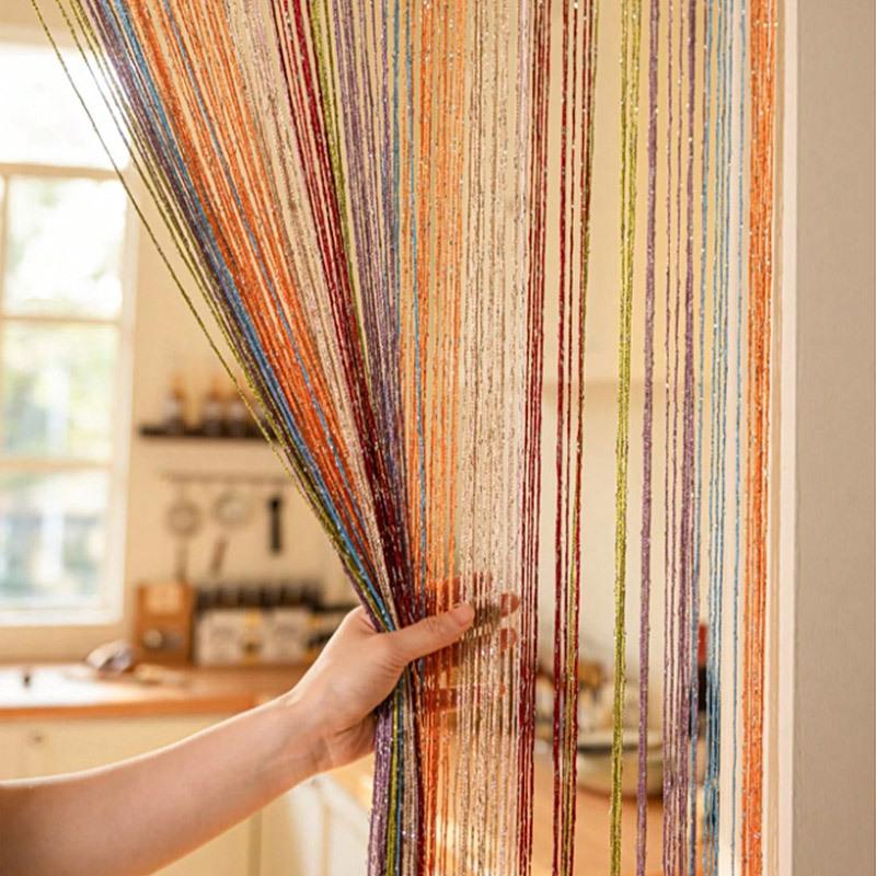 3m X 3m Colorful Silver Glitter Tassel String Curtain, Extra Dense Hanging Room Divider Curtain for Wedding Living Room Entryway