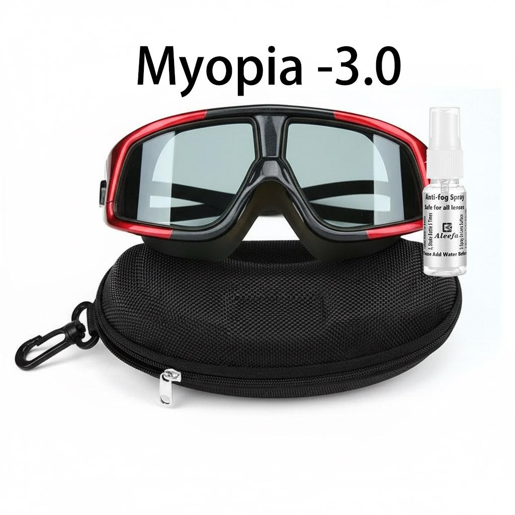 Lunettes de Natation Myopie -1,5 à -10,0 Dioptries, avec Spray Anti-Buée, Protection UV Sangle Réglable pour Hommes Femmes