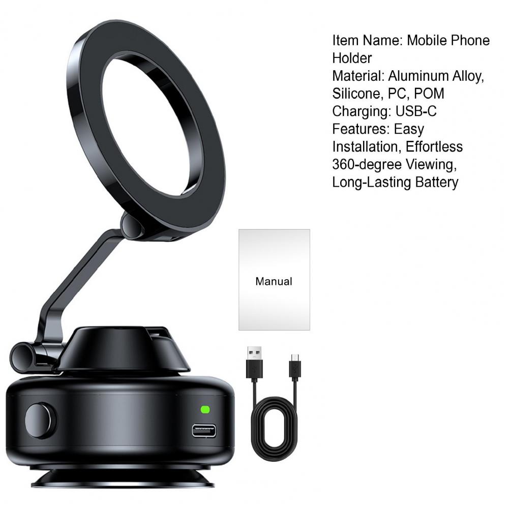 360 Degree Phone Mount Mobile Phone Holder Vacuum Suction Car Phone Holder with 360° Rotation Foldable Magnetic for Dashboard