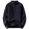Men's Casual Solid-color Semi-zipper Knitted Sweater, Semi-high-neck Long-sleeved Warm Pullover Sweater