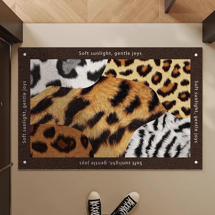 Vintage Tierprint Patchwork Teppich Leopard Zebra Muster Teppich Willkommensmatte Fußmatte für Eingangsbereich Heimdekoration Luxus Stil