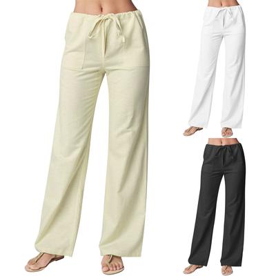Modische Damen-Hose mit hoher Taille, einfarbig, elastischer Taille