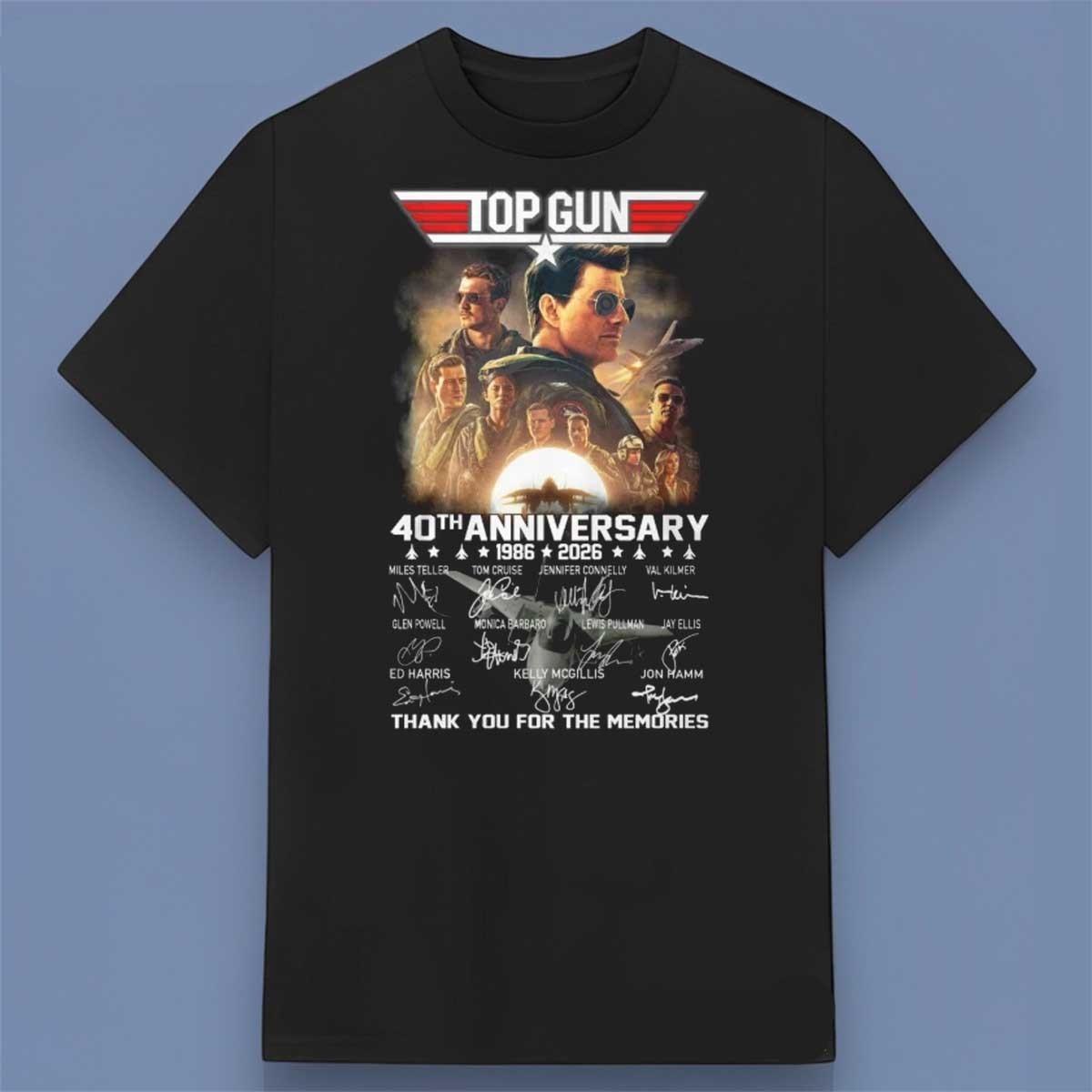 Top Gun 40th Anniversary 1986-2026 Signatures Thank You For The Memories Shirt S